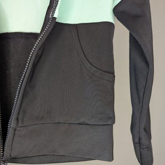 Adidas Mint Green & Black Colorblock Zip Up Reflective Sleeve Jacket Size 3T - Picture 4 of 8